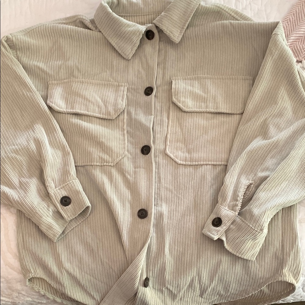 Ci Sono Tan Corduroy Button Down Shirt